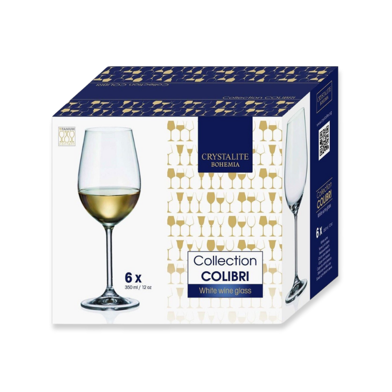 Crystal bohemia colibri glass for white wine - 350ml - 6pcs set image number null