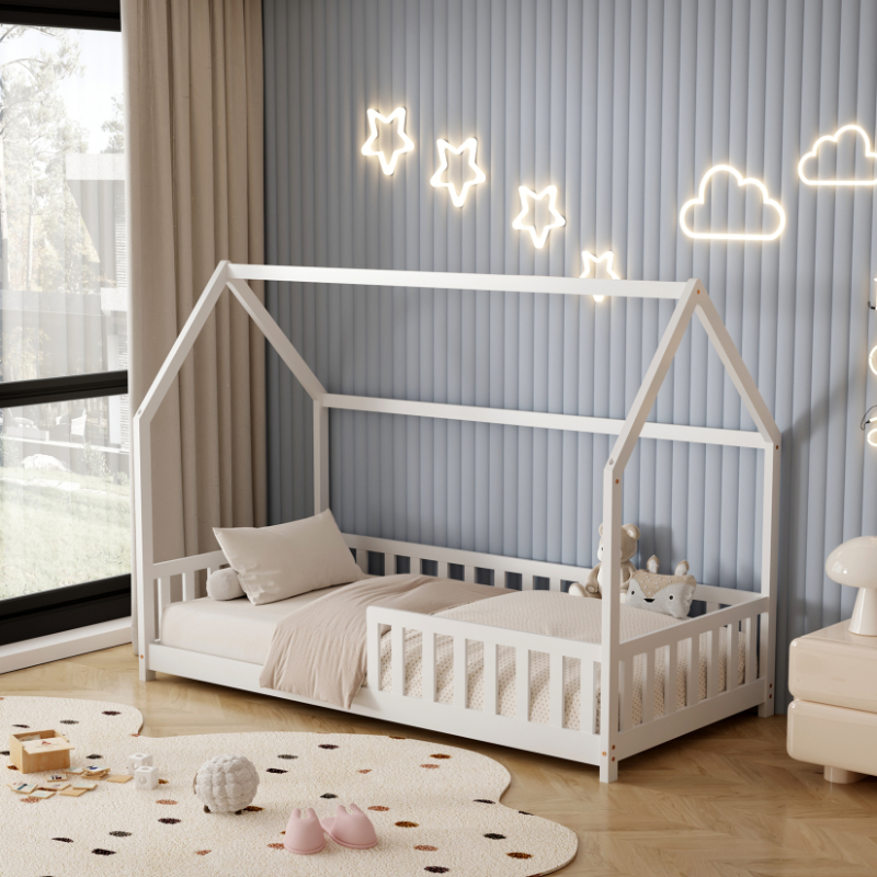 Fence kid bed 90x190cm - white, , medium-null