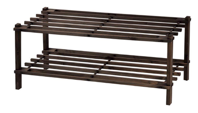Superliving shoe rack 2 tier wood dark brown 74x26x29.5cm, , medium