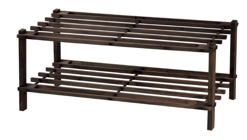 Superliving shoe rack 2 tier wood dark brown 74x26x29.5cm, , medium-null