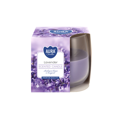Aromatic candle in a glass of lavender 24h, Purple, medium