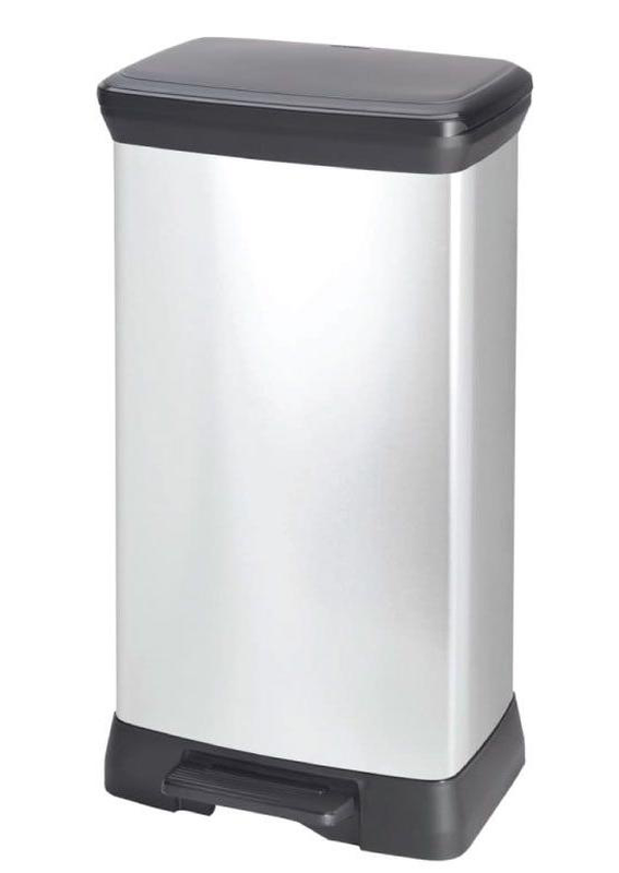 Product image: Curver pedal bin rectangular 50l - black/silver, , medium-null