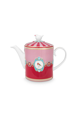 A pip love birds teapot medium red/pink, , medium