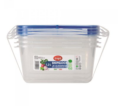 Snipslock food container square 1.2l 3pcs, , medium