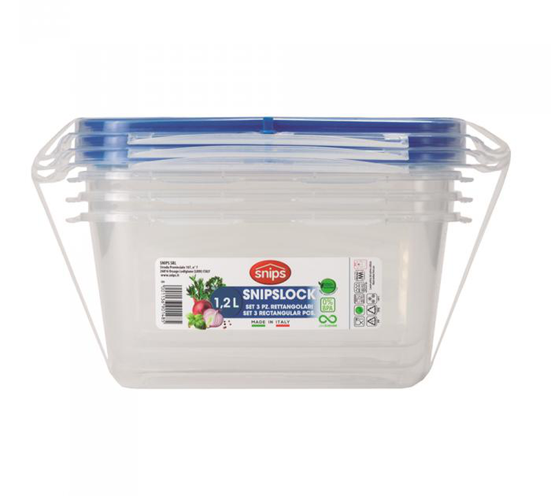Snipslock food container square 1.2l 3pcs, , medium-null