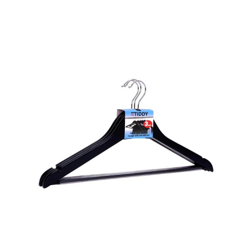 Product image: Wooden cloth hangers pvc 3 pieces - black, , medium-null