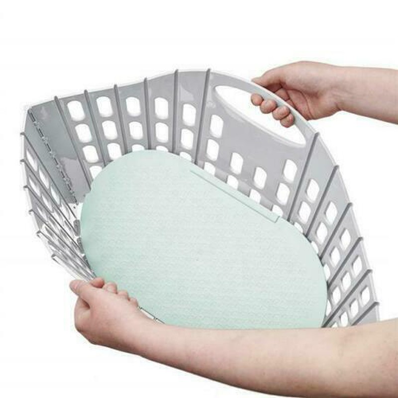 Flat folding laundry basket grey&green, , medium-null