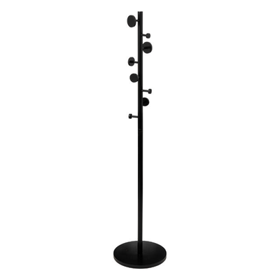 Five coat rack with 8 wooden hooks - black, , medium