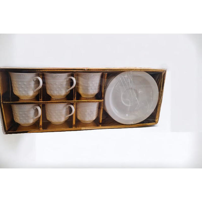 Coffee cups and saucers 6pcs - white, , medium