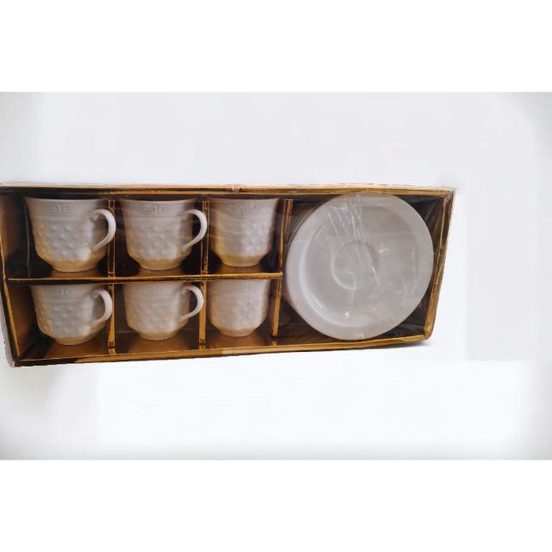 Coffee cups and saucers 6pcs - white, , medium-null