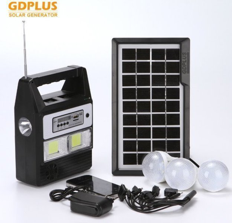 Product image: Ηλιακό σύστημα φωτισμού – φόρτισης , USB/sd, mp3 player, fm radio, 3 led 100lm και τηλεχειριστήριο gd plus, , medium-null