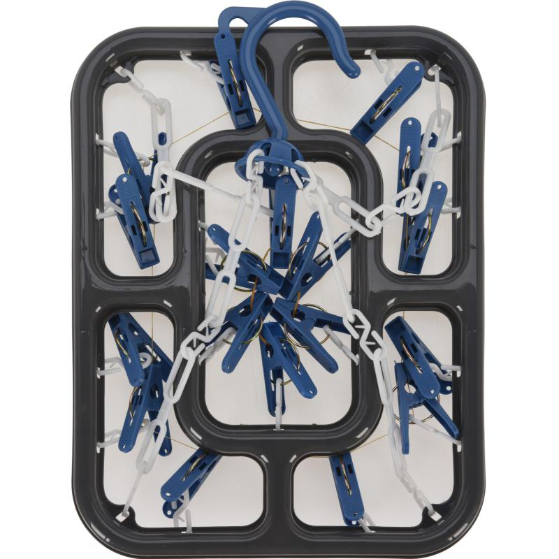 Laundry dry hanger with 18 pegs - assorted colors, , medium image number null