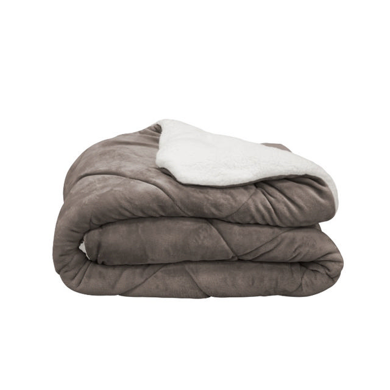 Jones essentials 160x220cm flannel sherpa duvet - brown, , medium-null