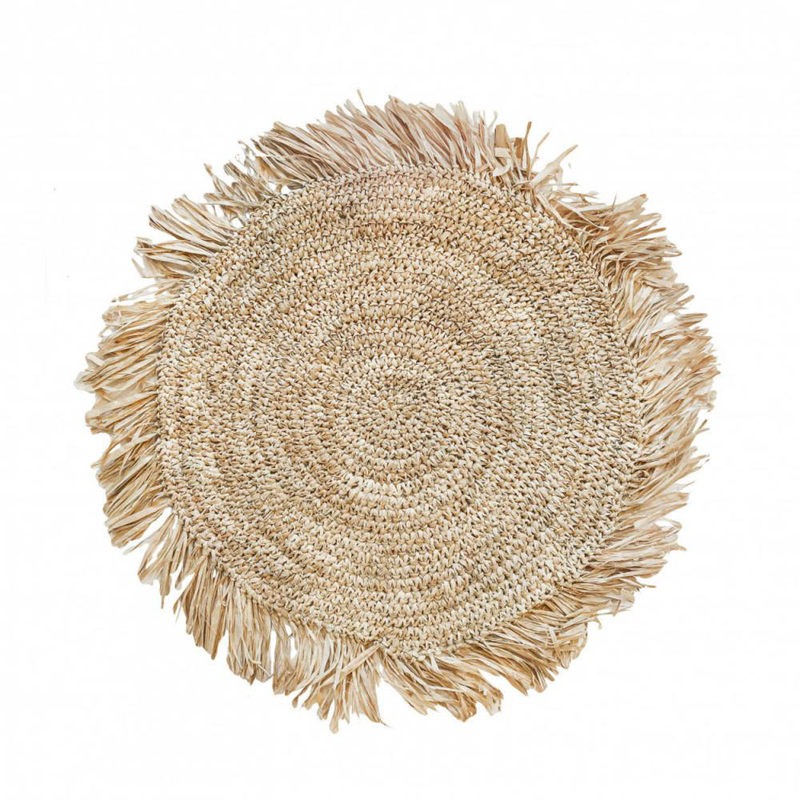 The fringe raffia placemat round - natural, , medium-null