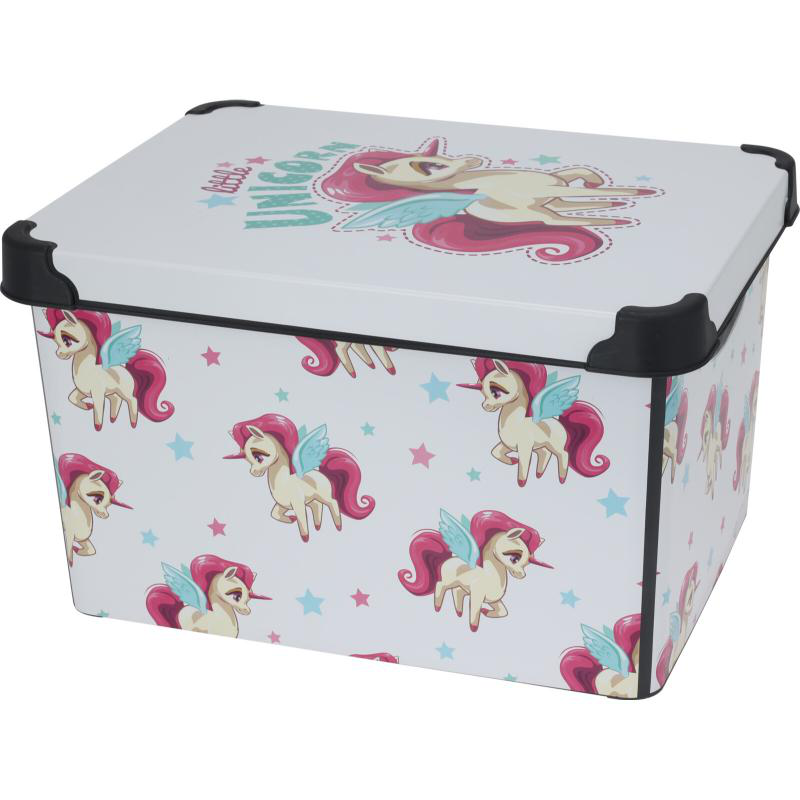 Storage box 22l with lid - assorted designs, , medium-null