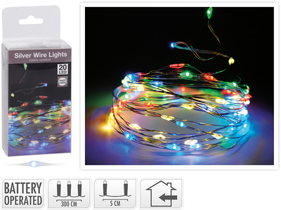 Xmas silverwire 20led battery operated multicolor, , medium