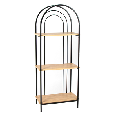 Black metal and wood shelf small, , medium