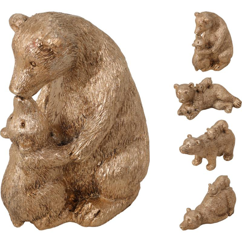 Decorative polar bear with child gold - assorted designs, , medium-null