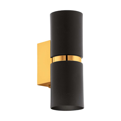Eglo 'passa' 2xgu10 (2x3w) wall light up & down black 2x250lm 3000k l60xw85xh170mm