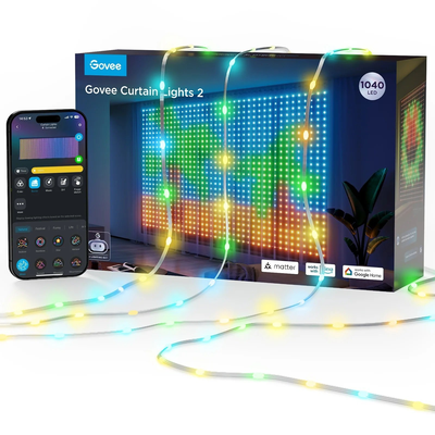 Govee led light curtain lights 2 Wi-Fi & bt rgbic 3mx2.0m ip65 (eu) h70b4, , medium