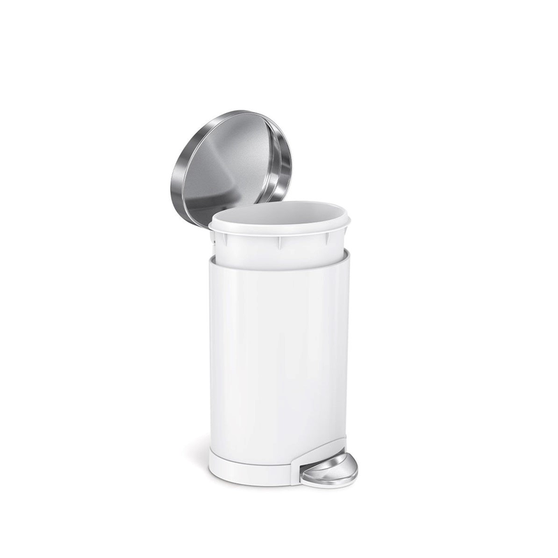 Simplehuman semi round pedal bin 6l - white, , medium image number null