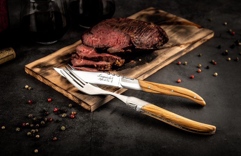 Laguiole luxury line set of 6 steak knives olive wood, , medium-null
