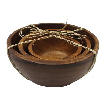 Acacia wood s/3 bowls, , medium