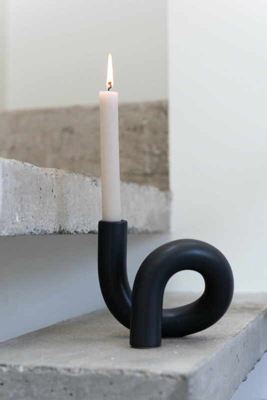 Candle holder ceramic black, , medium-null