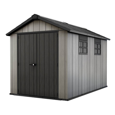 Keter oakland εξωτερική πλαστική αποθήκη κήπου 7.5x11ft με διπλό τοίχωμα, δάπεδο, 2 παράθυρα & φεγγίτη 230 x 324 x 242 cm, , medium