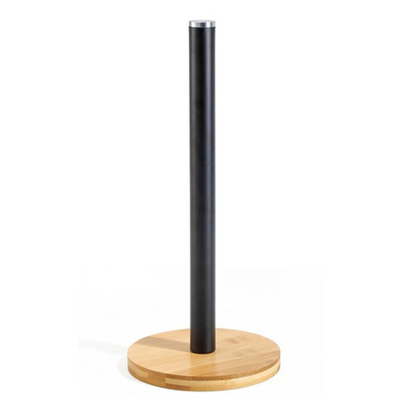 Oriana ferelli metal paper towel holder with bamboo base 15x34cm beige 059032-null