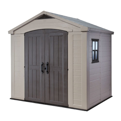 Keter factor 8x6ft πλαστική αποθήκη κήπου 182 x 256,6 x 243 cm με διπλές πόρτες, παράθυρο, δάπεδο & φεγγίτη, , medium