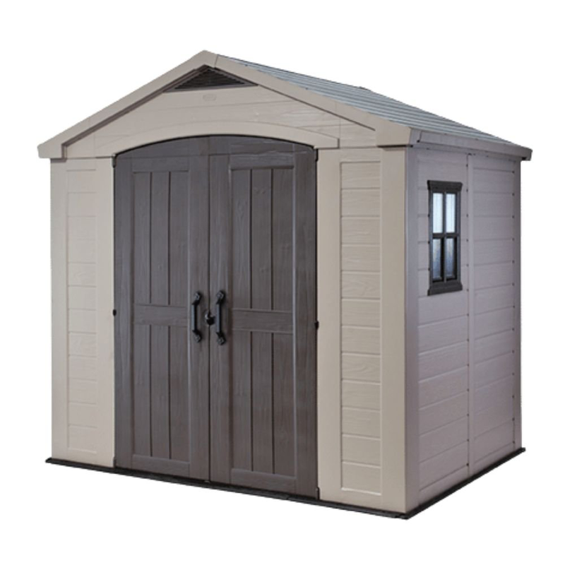 Keter factor 8x6ft πλαστική αποθήκη κήπου 182 x 256,6 x 243 cm με διπλές πόρτες, παράθυρο, δάπεδο & φεγγίτη, , medium-null