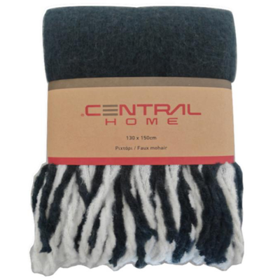 Faux mohair throw 130x150cm - charcoal, , medium