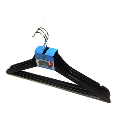 Wooden hangers 3pcs with pvc black, , medium