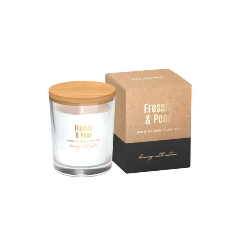 Aromatic candle in a glass with wooden cap bay leaf & blackberry ~ 28h-null