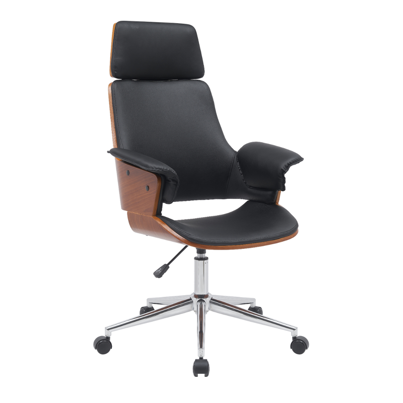Demeyere hector managerial chair 67x64x113cm - walnut/black, , medium-null