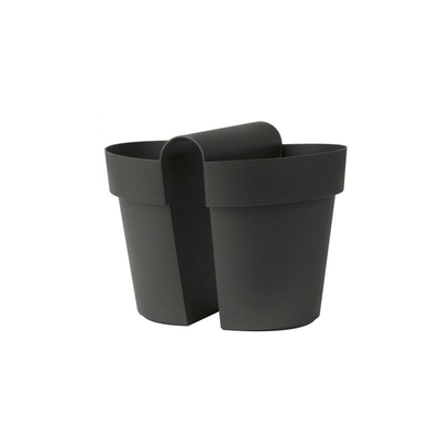 Balcony pot vaso be up 25cm double anthracite, Anthracite, medium