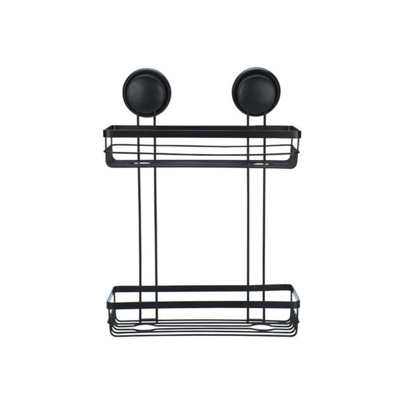 Estia bathroom shelves with suction cup 2-tier - black, , medium-null