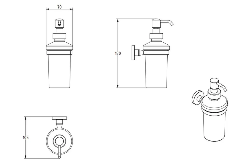 Omicron wall mounted soap dispenser, , medium-null