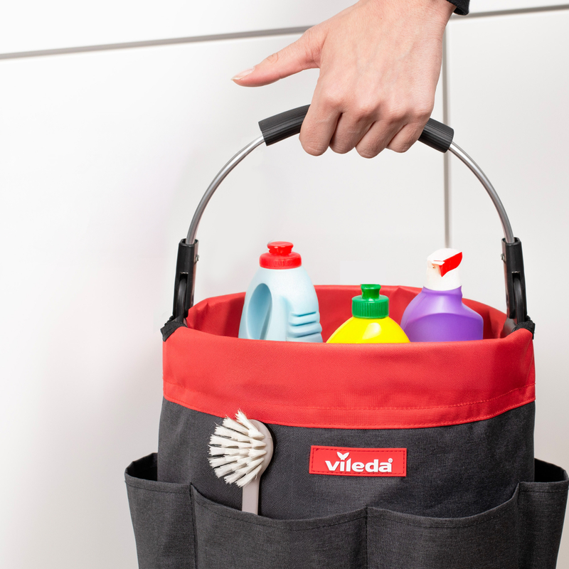 Vileda cleaning caddy fordable - black/red, , medium-null