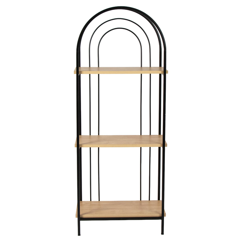 Black metal and wood shelf small, , medium-null