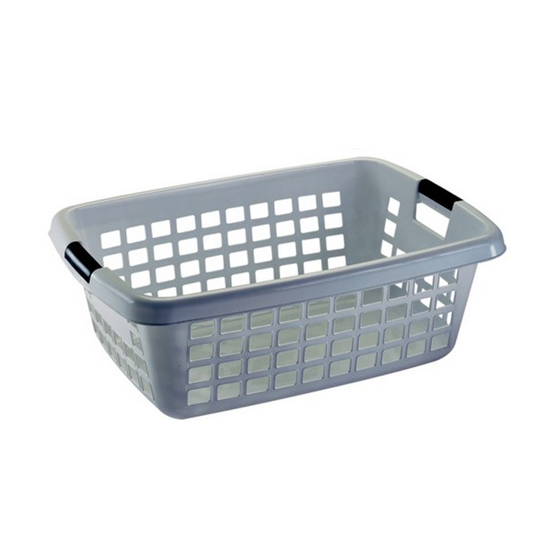 Plastic perforated clothes basket 70l taupe-null