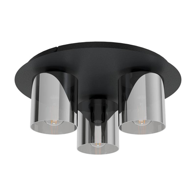 Eglo 'gorosiba 1' 3xe27 (max.3x40w) ceiling light glass black ø450xh175mm