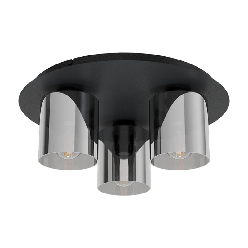Product image: Eglo 'gorosiba 1' 3xe27 (max.3x40w) ceiling light glass black ø450xh175mm, , medium-null