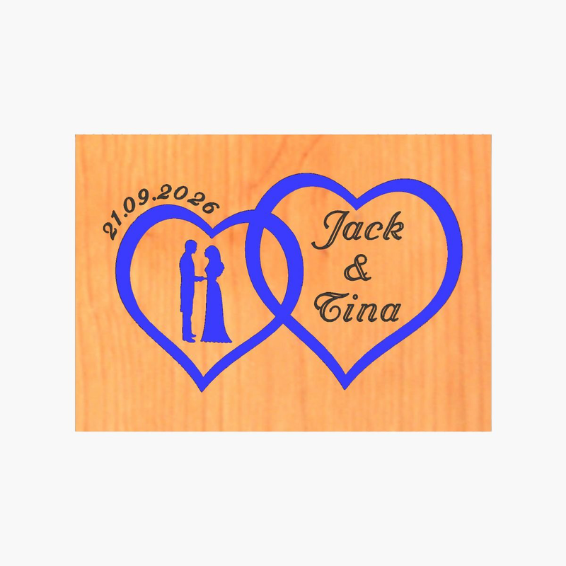 Custom wedding double hearts with romantic silhouette - green-null