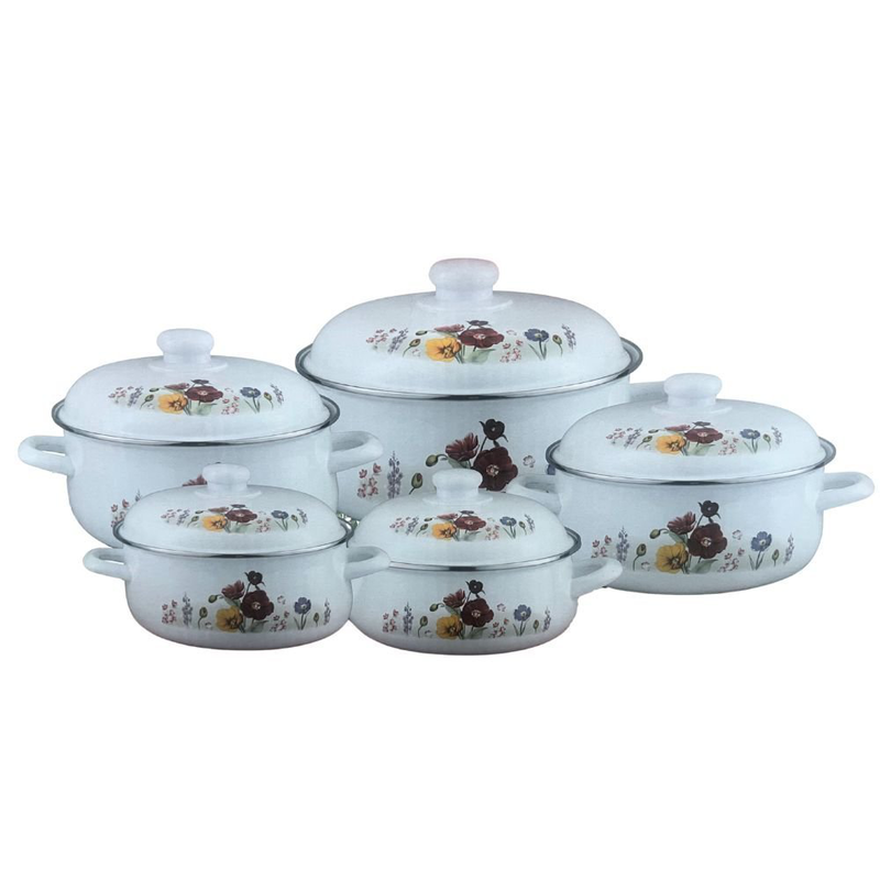 Set of 10pcs enamel pot induction compatible, , medium-null