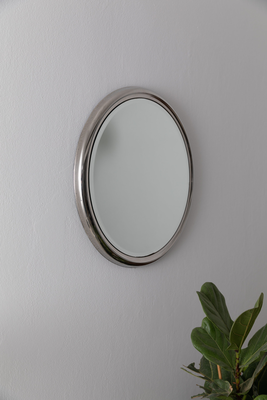Mid-century chromed wall mirror / round, , medium