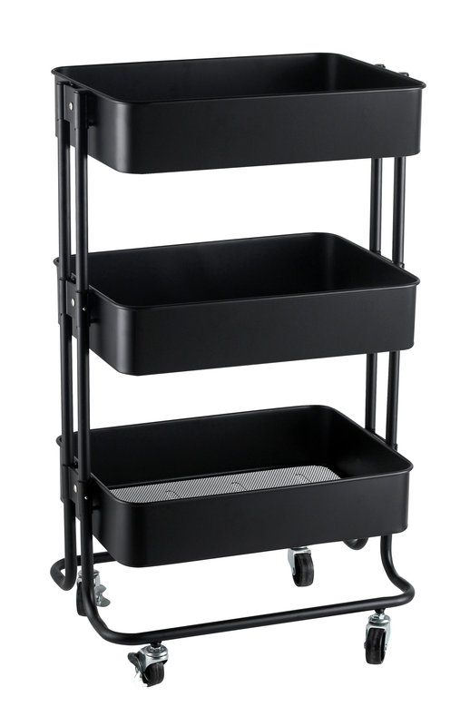 Storage trolley with 3 tiers w44.5xh78.5xl30cm - black, , medium-null