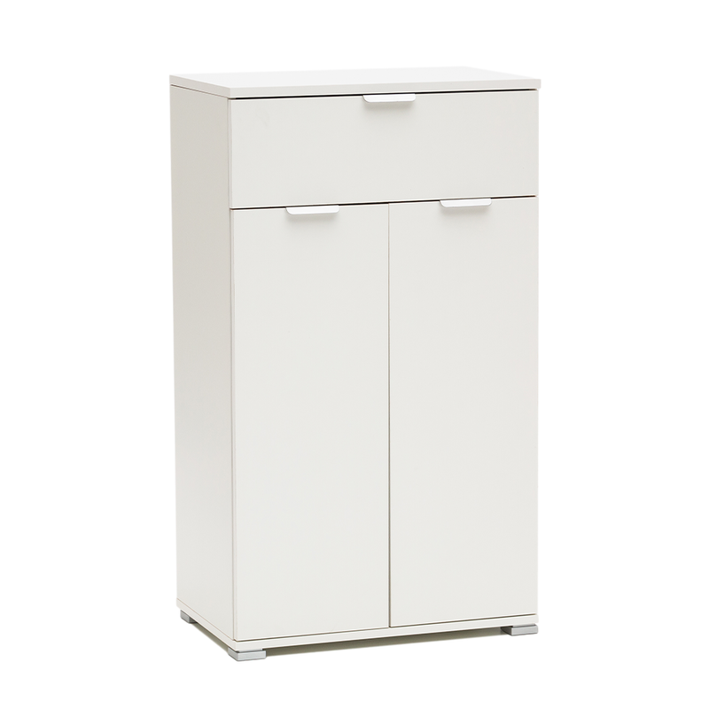 White bedside cabinet 45&times;85&times;38 cm with 2 doors, drawer and adjustable shelves, pre-assembled for bedroom, entryway, bathroom and living room., , medium-null