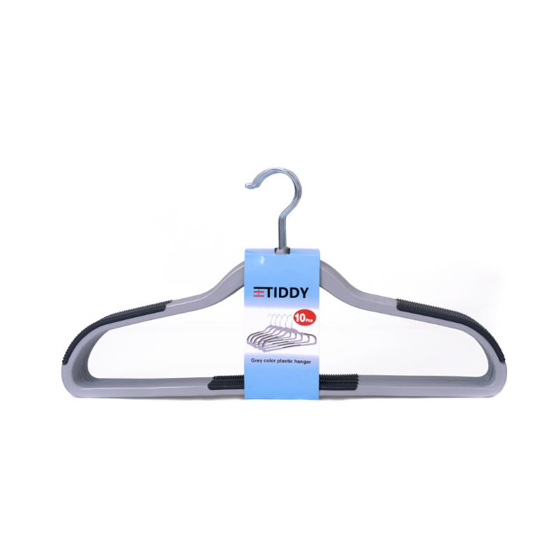 Plastic hangers 10 pieces - grey, , medium-null